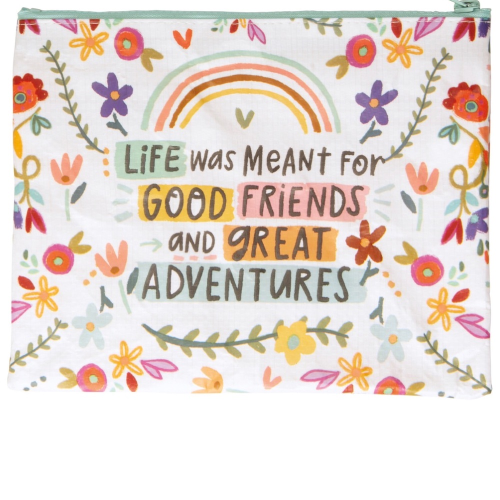 Colorful Floral Design Zipper Wallet Handbag Primitives by Kathy EUC